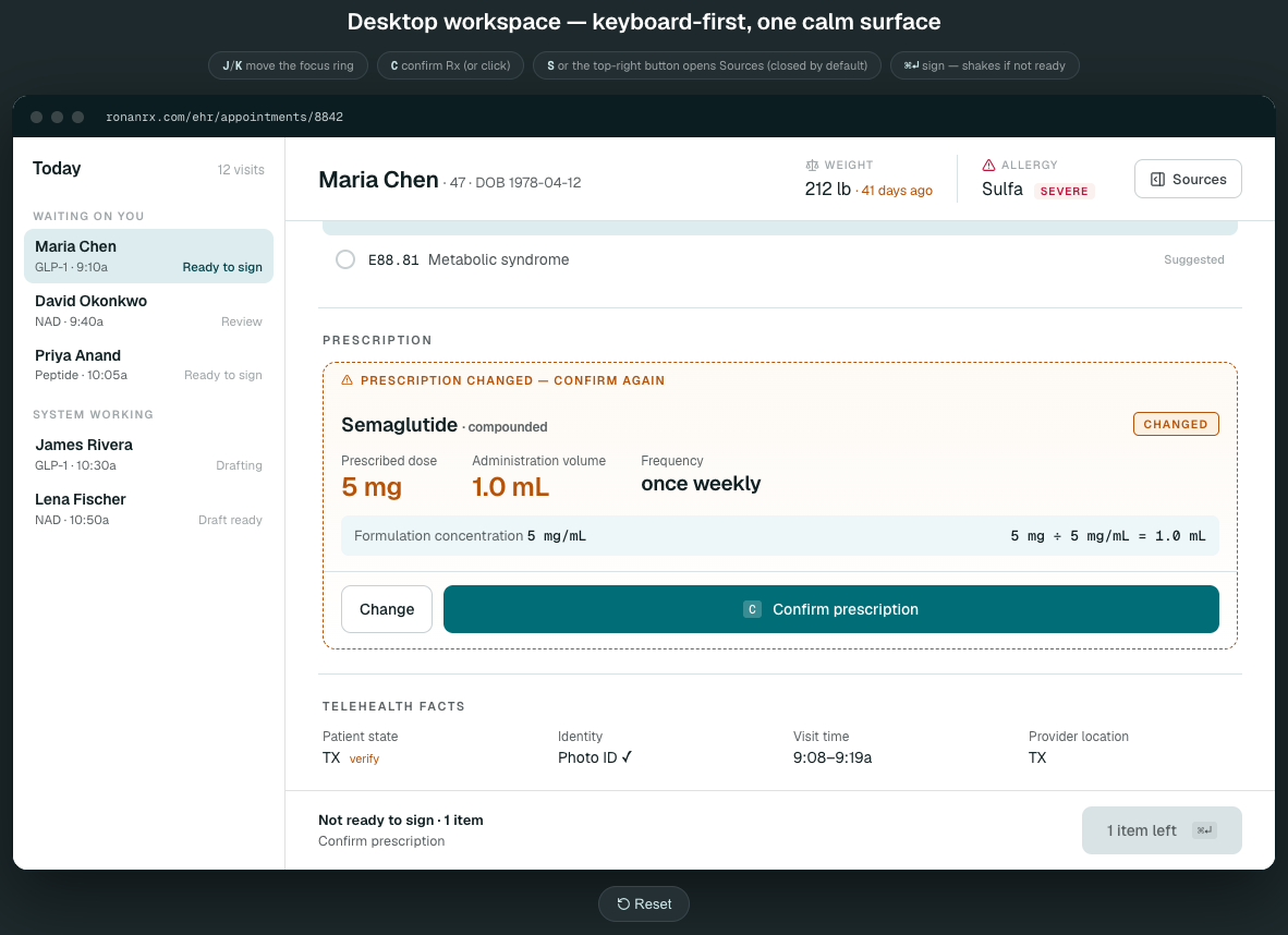 Desktop — prescription changed, confirm again
