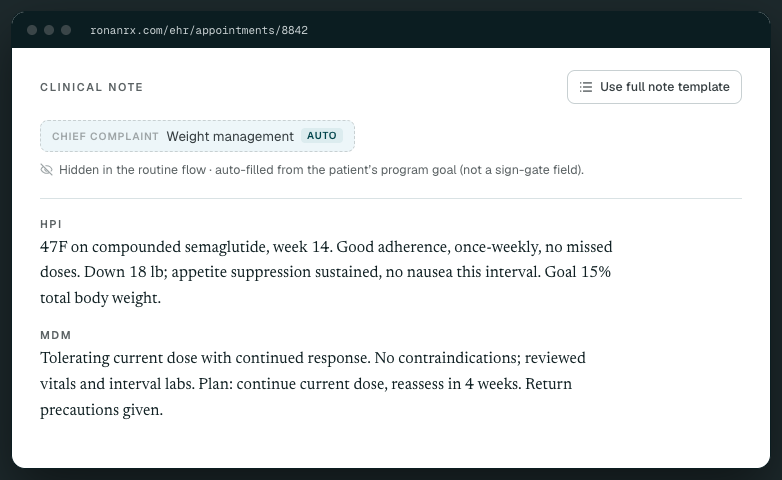 D — chief complaint auto-fill